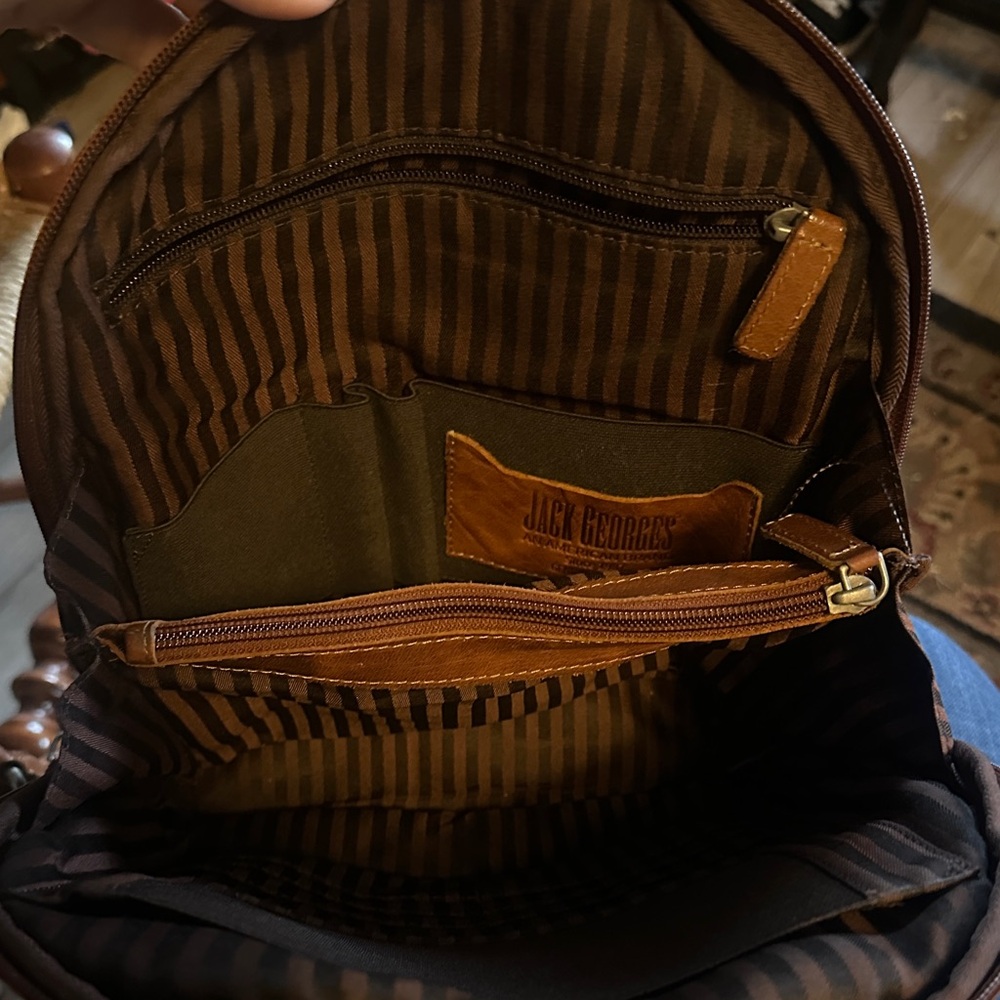 Jack Georges Brown Leather Slim Backpack Bag - image 3